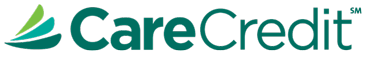 CareCredit logo with three green and blue curved lines to the left of the text "CareCredit" in bold green letters on a light background.