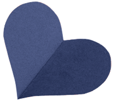 An illustration of a two-toned blue heart, divided diagonally into a darker and lighter shade, set against a striped pink and red background, symbolizing the harmony in veterinary acupuncture.