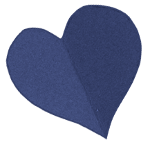 A textured, navy blue heart shape set against a vibrant red background, displaying a theme of pet rehabilitation.
